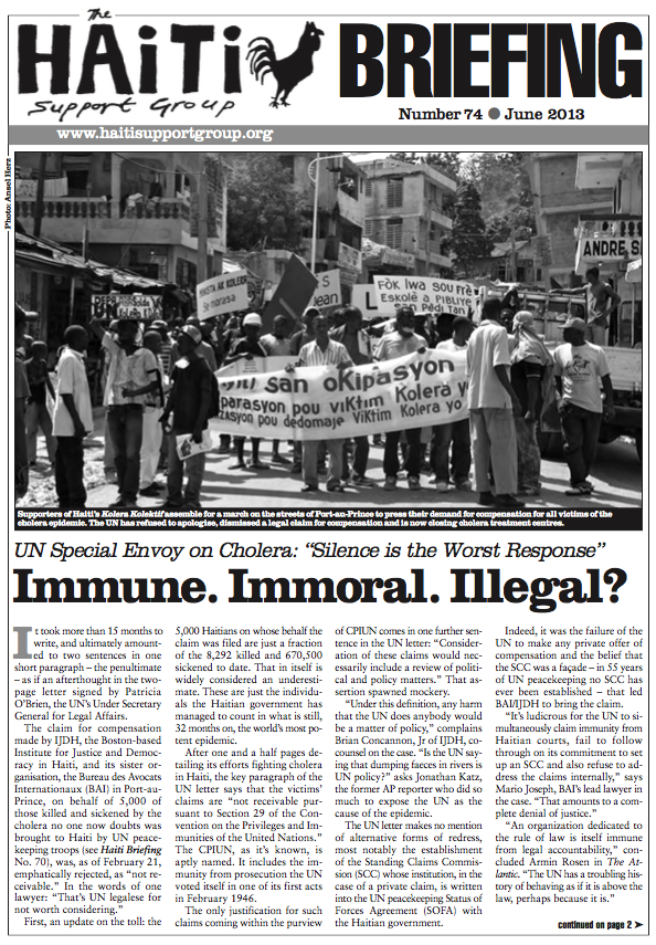 You are currently viewing Immune. Immoral. Illegal? – UN Special Envoy on Cholera: “Silence is the Worst Response” (HB74)
