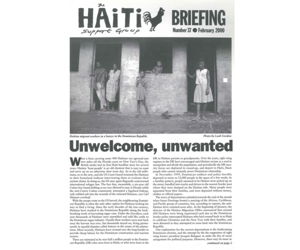 Unwelcome, Unwanted: Haitian Migrant Workers (HB37)