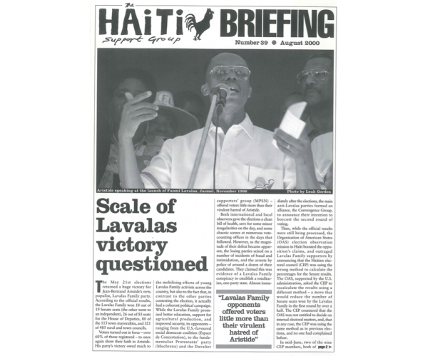 Scale of Lavalas Victory Questioned (HB39)